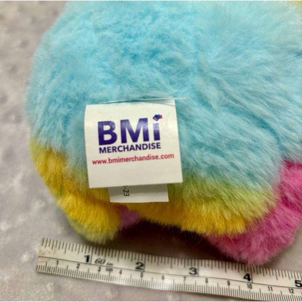 BMI Merchandise Rainbow Plush Stuffed Animal Glitter Accents Multi-Color 5 Inch - Picture 3 of 3